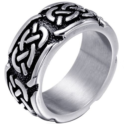 ****COI Titanium Black Gold Tone/Silver Celtic Ring-02026A