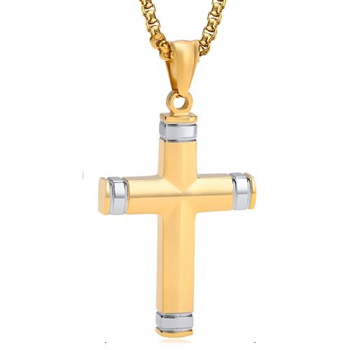 ****COI Titanium Black/Gold Tone Silver Cross Pendant-02033A