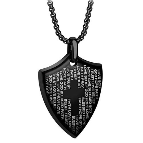 ****COI Titanium Black/Blue/Gold Tone/Silver Cross Prayer Pendant-02035A