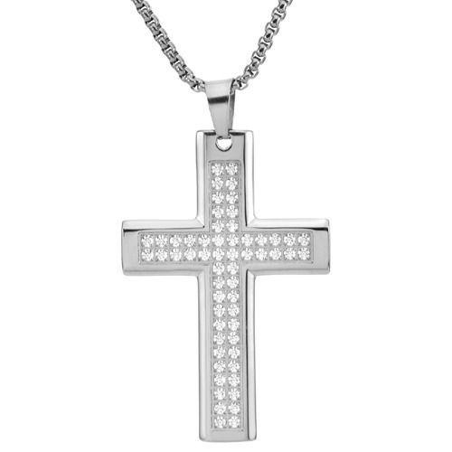 ****COI Titanium Black/Gold Tone/Silver Cross Prayer Pendant-02055A