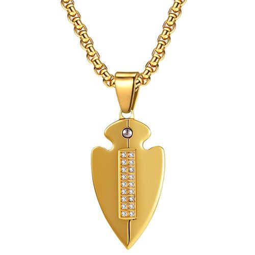 ****COI Titanium Black Gold Tone/Black Silver Pendant-02073A