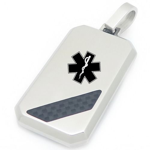 ****COI Titanium Gold Tone/Silver Carbon Fiber Medical Alert Pendant-02086A