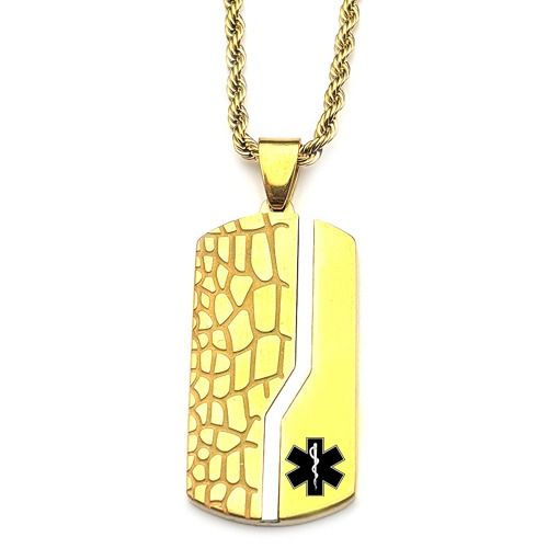 ****COI Titanium Black Silver/Gold Tone Silver Medical Alert Pendant-02088A