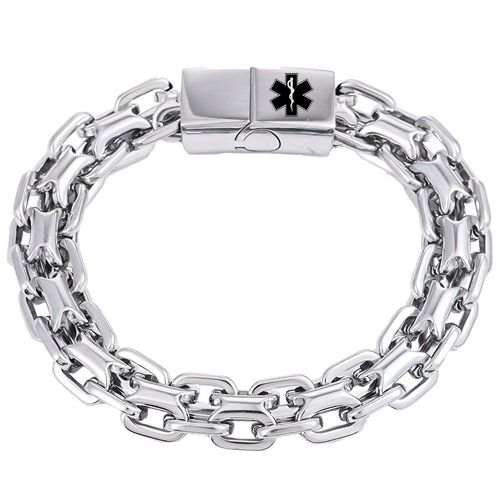 ****COI Titanium Black/Silver Medical Alert Bracelet With Steel Clasp(Length: 8.27 inches)-02091A