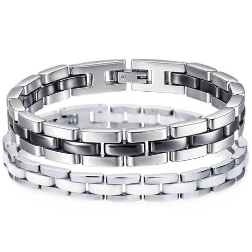 ****COI Titanium Black/White Ceramic Bracelet With Steel Clasp(Length: 8.27 inches)-02093A