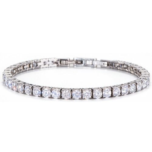 ****COI Titanium Gold Tone/Silver Cubic Zirconia Tennis Bracelet With Steel Clasp(Length: 8.27 inches)-02108A