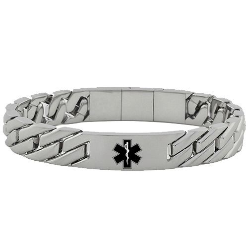 ****COI Titanium Black/Gold Tone/Silver Medical Alert Bracelet With Steel Clasp(Length: 8.27 inches)-02119A