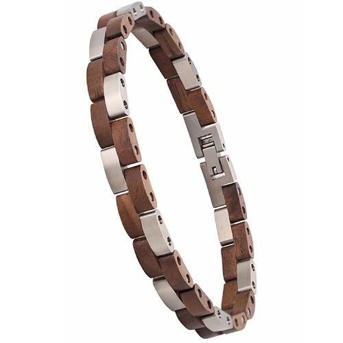 ****COI Titanium Koa Wood Bracelet With Steel Clasp(Length: 8.50 inches)-02131A