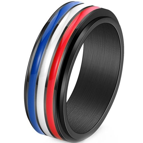 ****COI Black Titanium Bleu White Red Resin Ring-02145A