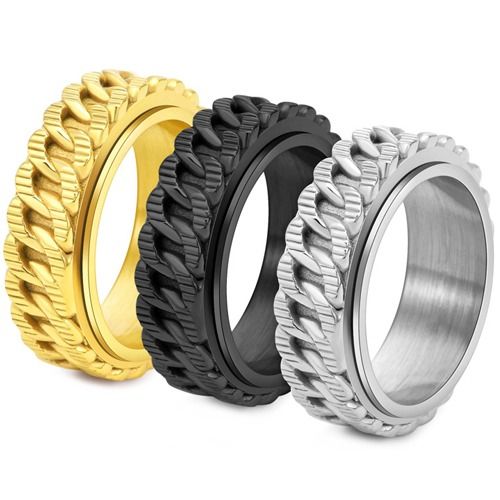****COI Titanium Black/Gold Tone/Silver Keychain Ring-02164A