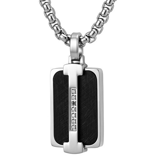 ****COI Titanium Black/Gold Tone Silver Pendant With Cubic Zirconia-02175A