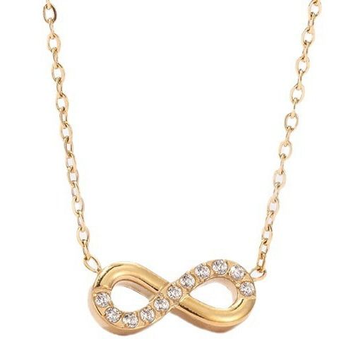 ****COI Titanium Gold Tone/Silver Infinity Cubic Zirconia Necklace(Length: 19.67 inches)-02211A
