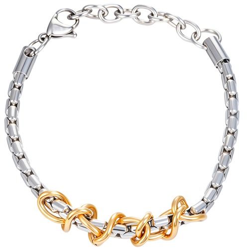 ****COI Titanium Gold Tone Silver Bracelet With Steel Clasp(Length: 8.27 inches)-02212A