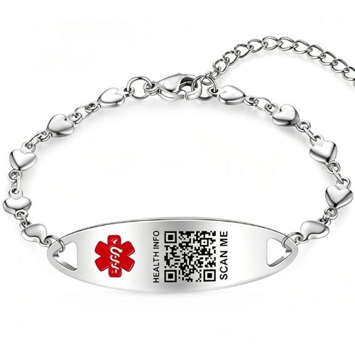 ****COI Titanium Gold Tone/Rose/Silver Medical Alert Custom QR Code Bracelet With Steel Clasp(Length: 7.87 inches)-02240A