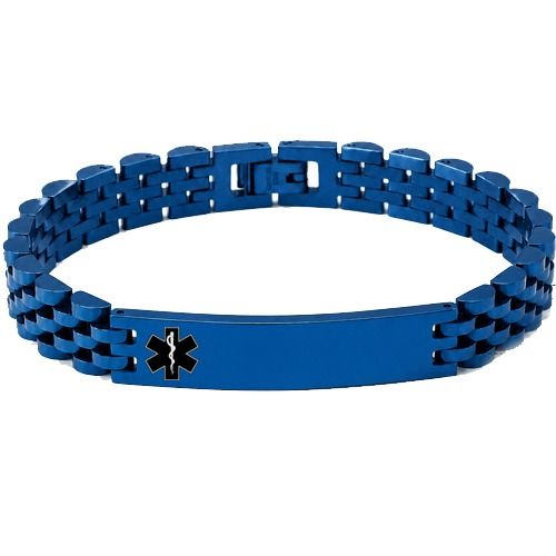 ****COI Blue Titanium Medical Alert Bracelet With Steel Clasp(Length: 8.66 inches)-02243A
