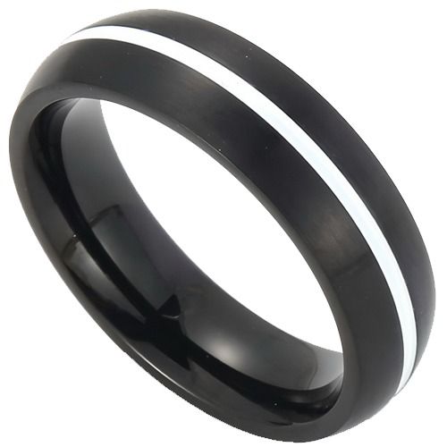 ****COI Titanium Black/Blue Silver Dome Court Ring-02264A