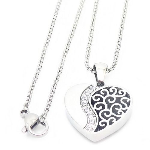 ****COI Titanium Gold Tone/Rose/Silver Heart Pendant With Cubic Zirconia-02272A