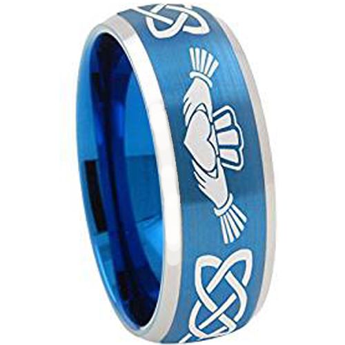 *COI Tungsten Carbide Blue Silver Mo Anam Cara Celtic Ring - TG4334
