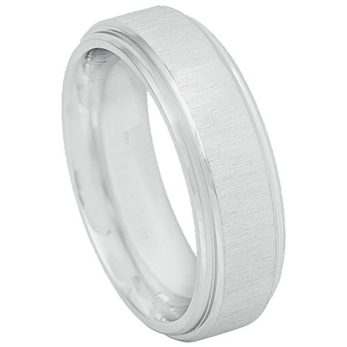 *COI Tungsten Carbide Polished Shiny Matt Step Edges Ring - TG4609