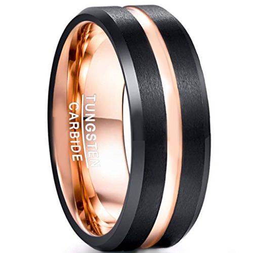 COI Tungsten Carbide Black Rose Center Groove Ring - 1951