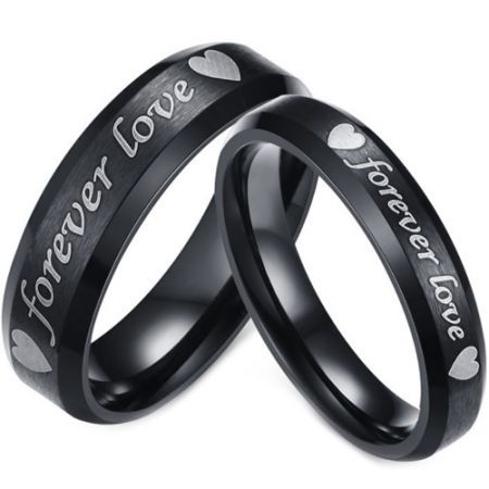 **COI Black Titanium Forever Love Beveled Edges Ring - JT2150