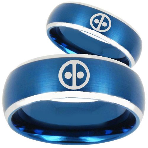 COI Tungsten Carbide Blue Silver Dead Pool Ring - TG253BB