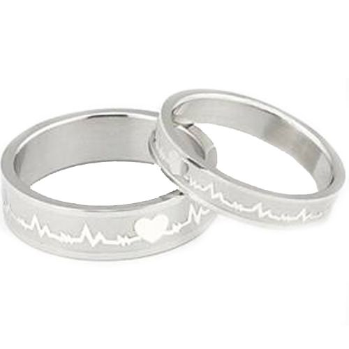 COI Titanium Heartbeat & Heart Pipe Cut Flat Ring - JT3057