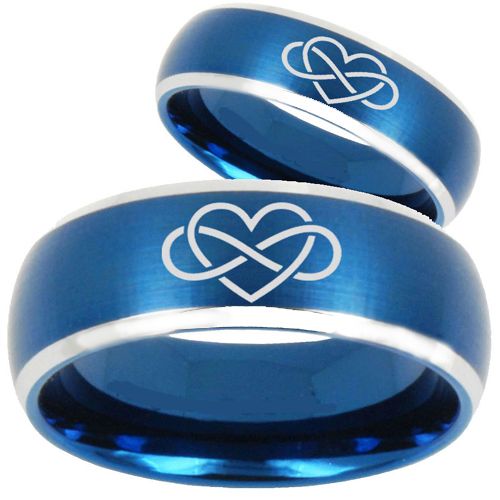 *COI Titanium Blue Silver Infinity Heart Beveled Edges Ring - 3063