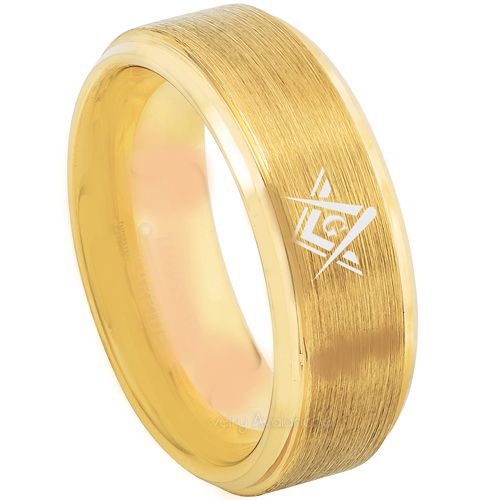 *COI Gold Tone Titanium Masonic Dome Court Ring - 3216