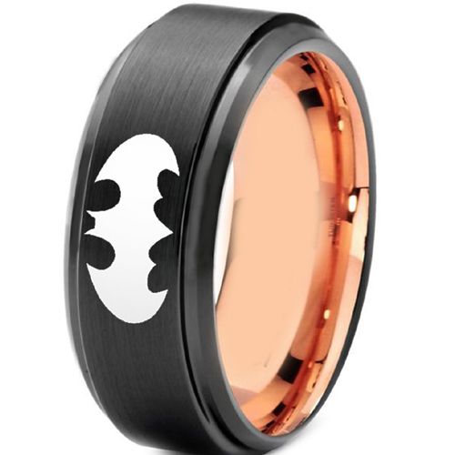 **COI Tungsten Carbide Black Rose Bat Man Ring - TG3691