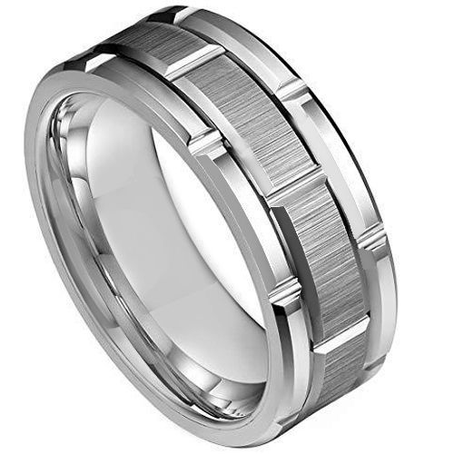 **COI Tungsten Carbide Tire Tread Brick Pattern Ring - TG3935