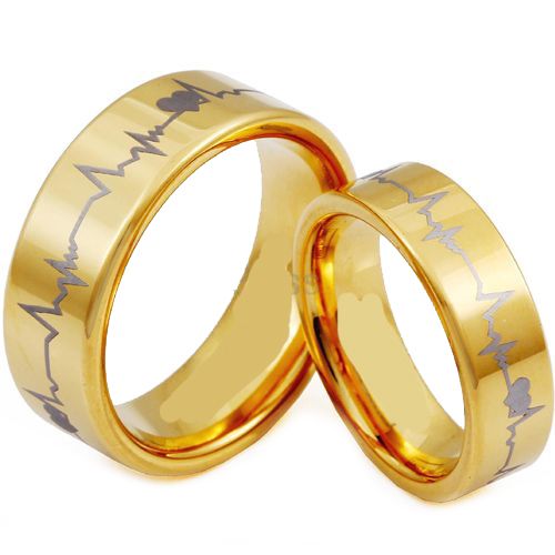 *COI Gold Tone Tungsten Carbide Heartbeat Ring - TG3953