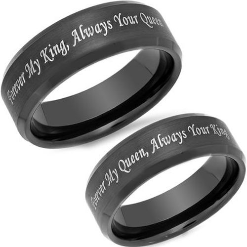 *COI Black Tungsten Carbide King Queen Ring - TG4580