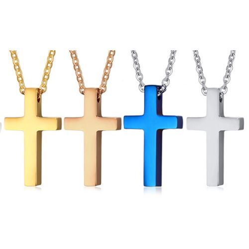 COI Titanium Silver/Gold Tone/Blue/Rose Cross Pendant-5655