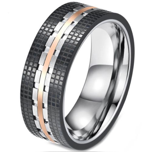 **COI Titanium Black Rose Tire Tread Ring-5814