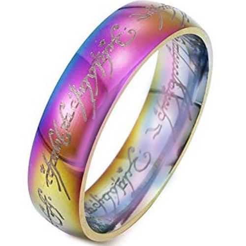 *COI Tungsten Carbide Rainbow Color Lord of Rings Ring Power Dome Court Ring-6002