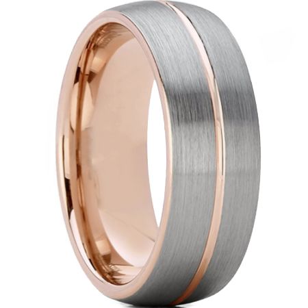 **COI Titanium Rose Silver Center Groove Dome Court Ring-6935