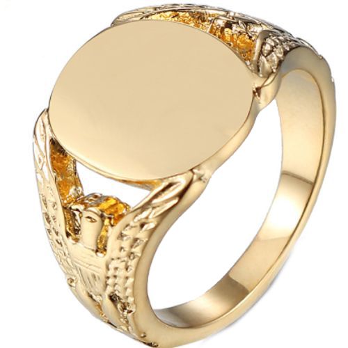 **COI Gold Tone Titanium Eagle Signet Ring-7111BB