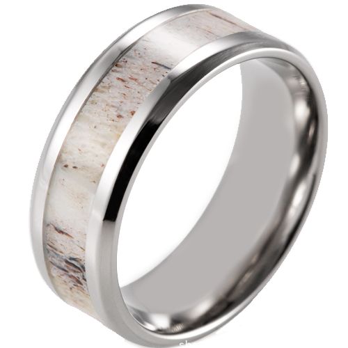**COI Titanium Deer Antler Beveled Edges Ring-7182