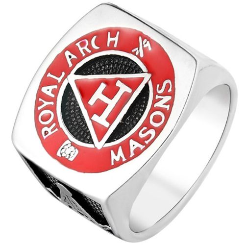 **COI Titanium Black Red Silver Masonic Freemason Ring-7197