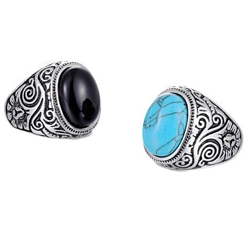 **COI Titanium Celtic Ring With Black Onyx/Turquoise-7262