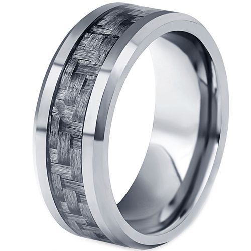 **COI Tungsten Carbide Beveled Edges Ring With Carbon Fiber-7315AA