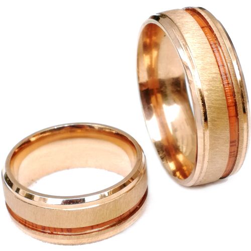 **COI Rose Titanium Step Edges Ring With Wood-7377