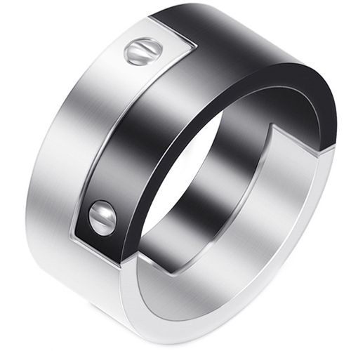 **COI Titanium Black Silver Ring-7400