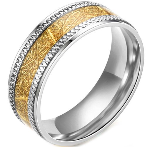 **COI Titanium Gold Tone Meteorite Ring-7460