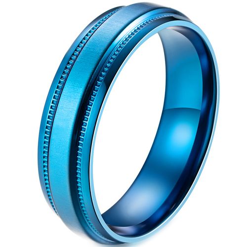 **COI Blue Titanium Milgrain Step Edges Ring-7519