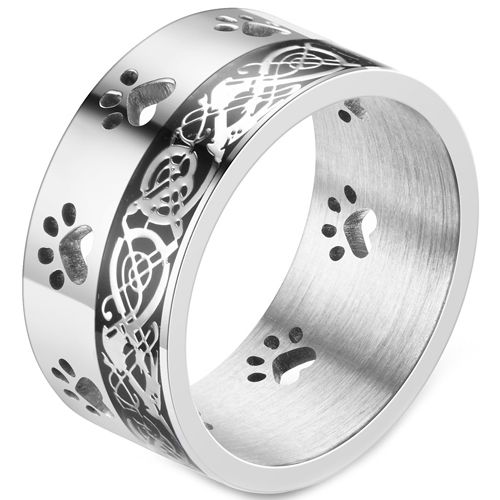 **COI Titanium Gold Tone/Rose/Silver Dragon Paws Pipe Cut Flat Ring-7604