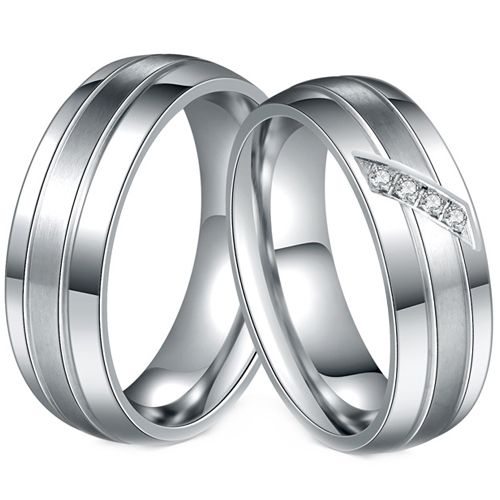 **COI Titanium Gold Tone/Silver Double Grooves Ring-7635