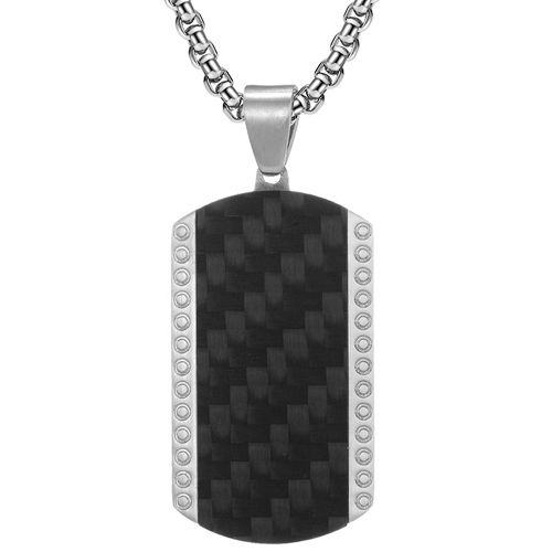 COI Titanium Black/Silver Pendant With Carbon Fiber-7670
