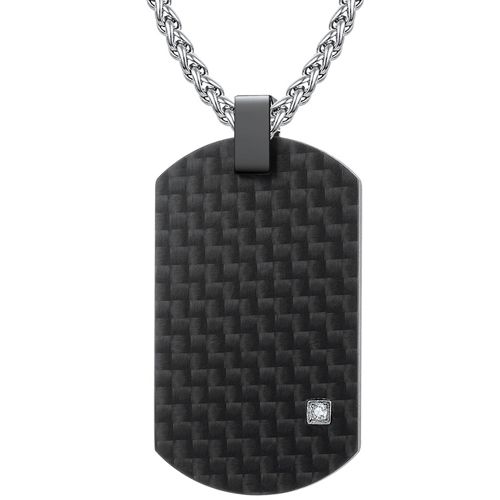 COI Black Titanium Pendant With Carbon Fiber and Cubic Zirconia-7671
